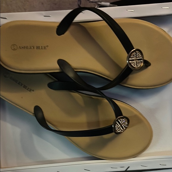 Ashley Blue Shoes - Ashley Blue Black Sandals